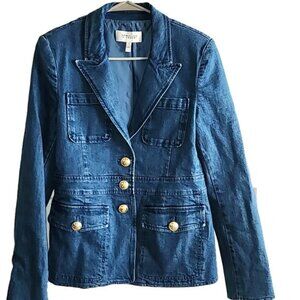 Derek Lam 10 Crosby Keith Utility Medium Dark Blue Wash Denim Jacket Size 10